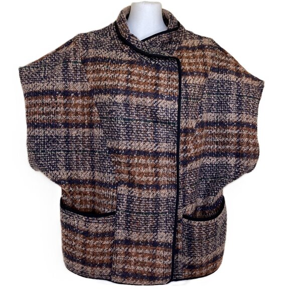 Vince Camuto Tweed Shrug Jacket Layering Top Snap Front One Size - Picture 5 of 7
